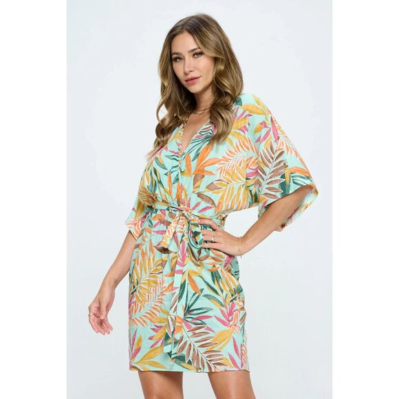 RENEE C. Tropical Kimono Dress 1XL - Picture 1 of 5